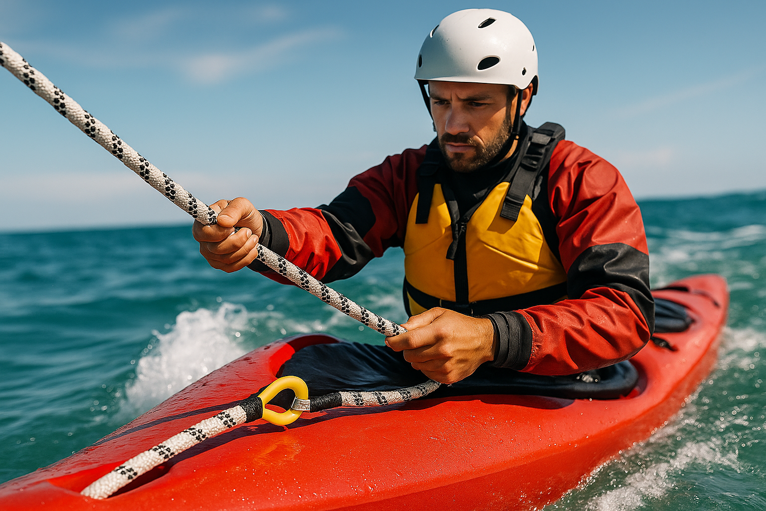 Rope tied to a boat cleat
